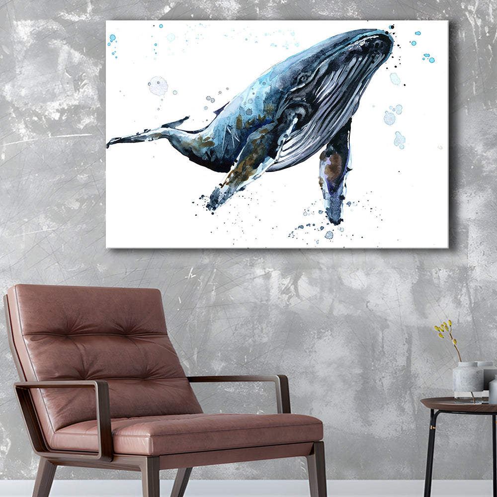 Humpback Whale Underwater Fauna. Whale Canvas Wall Art. Whale Wall Decoration, Cavas Print Wall Art Hom Decor