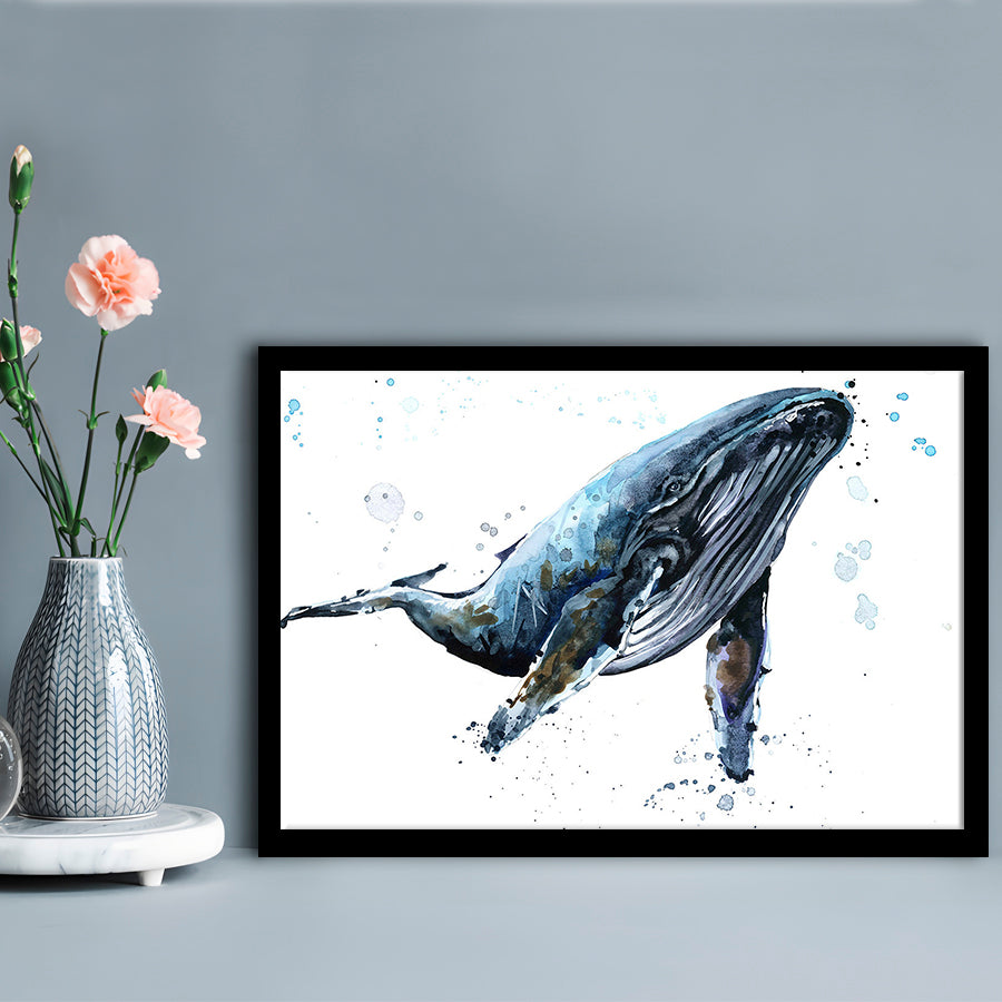 Humpback Whale Underwater Fauna. Whale Art Wall Art. Whale Wall Decoration, Framed Art Print, Picture Framed