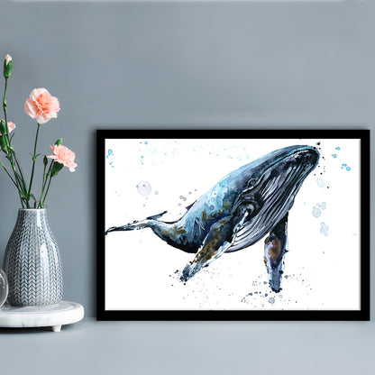Humpback Whale Underwater Fauna. Whale Art Wall Art. Whale Wall Decoration, Framed Art Print, Picture Framed
