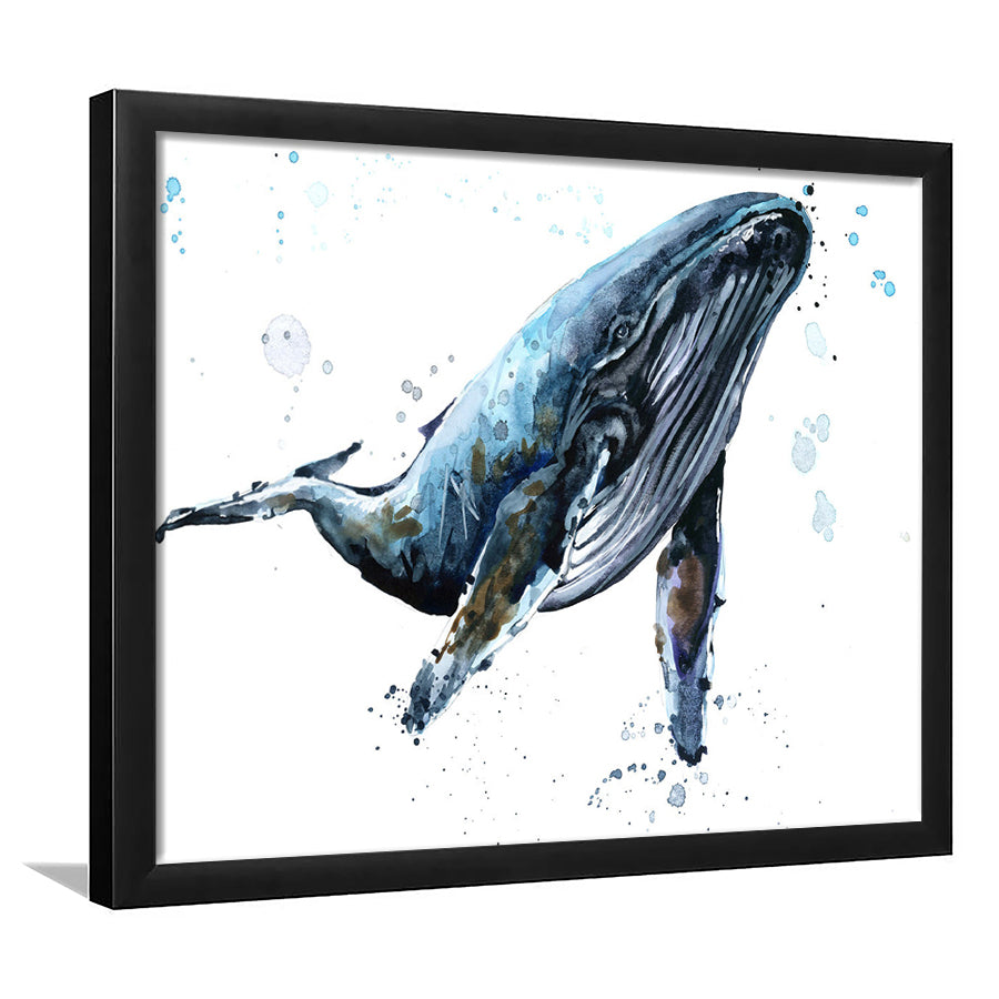 Humpback Whale Underwater Fauna. Whale Art Wall Art. Whale Wall Decoration, Framed Art Print, Picture Framed