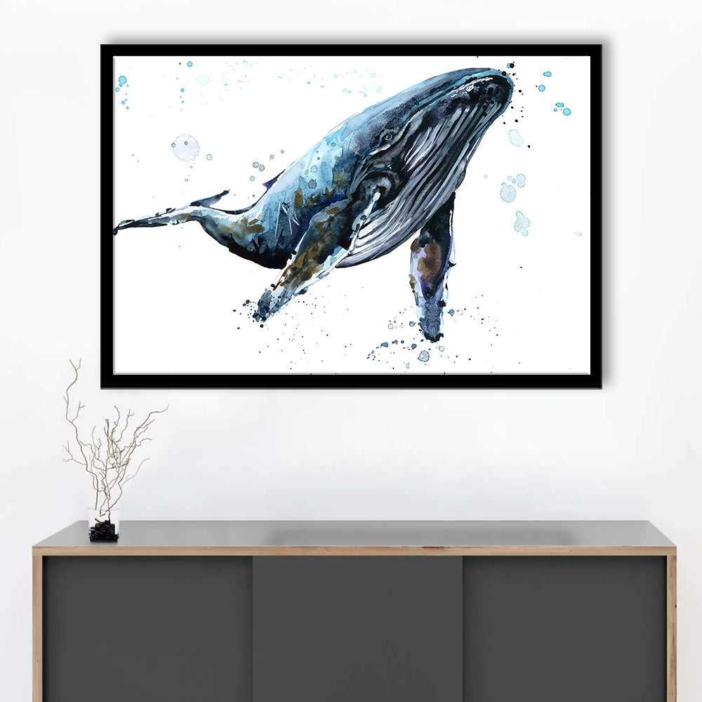 Humpback Whale Underwater Fauna. Whale Art Wall Art. Whale Wall Decoration, Framed Art Print, Picture Framed