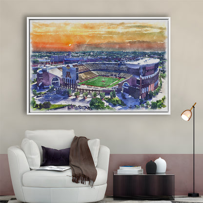 Huntington Bank Stadium, Minnesota Football Painting Stadium Watercolor, Sport Gift Art, Framed Canvas Print Wall Art