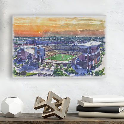 Huntington Bank Stadium, Minnesota Football Painting Stadium Watercolor, Sport Art, Gifts for him, Canvas Print Wall Art