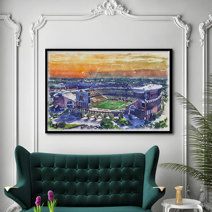 Huntington Bank Stadium, Minnesota Football Painting Stadium Watercolor, Sport Gift Art, Framed Art Print Wall Decor
