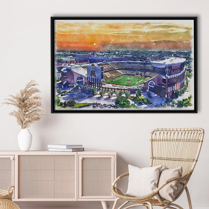 Huntington Bank Stadium, Minnesota Football Painting Stadium Watercolor, Sport Gift Art, Framed Canvas Print Wall Art