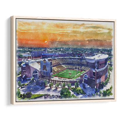 Huntington Bank Stadium, Minnesota Football Painting Stadium Watercolor, Sport Gift Art, Framed Canvas Print Wall Art