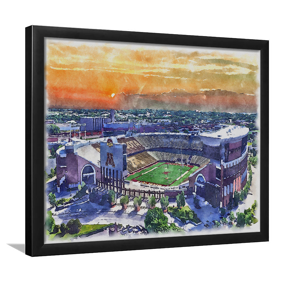 Huntington Bank Stadium, Minnesota Football Painting Stadium Watercolor, Sport Gift Art, Framed Art Print Wall Decor