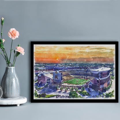 Huntington Bank Stadium, Minnesota Football Painting Stadium Watercolor, Sport Gift Art, Framed Art Print Wall Decor