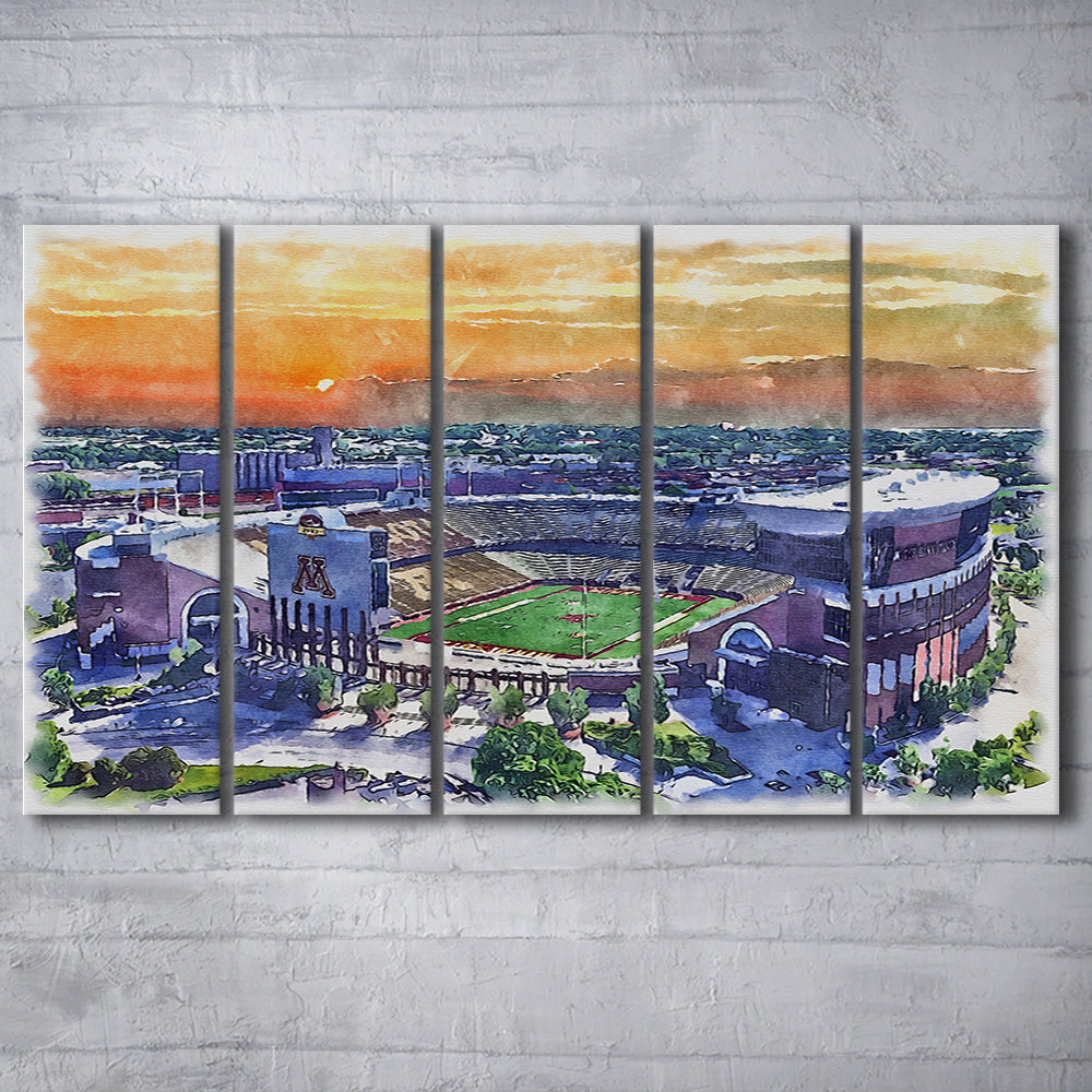 Huntington Bank Stadium, Minnesota Football Painting Stadium Watercolor, Sport Art, Extra Large Canvas Print Wall Art