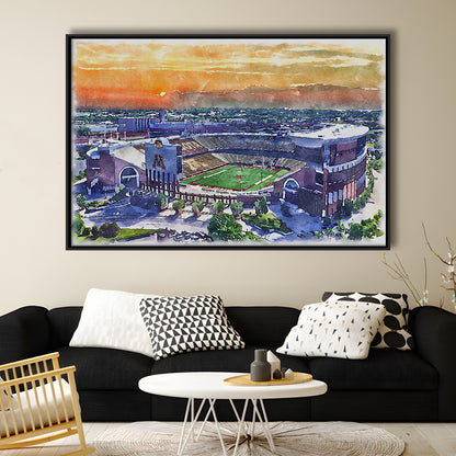 Huntington Bank Stadium, Minnesota Football Painting Stadium Watercolor, Sport Gift Art, Framed Canvas Print Wall Art