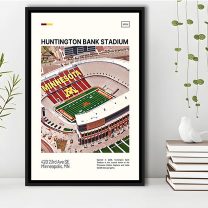 Huntington Bank Stadium Print, Minnesota Golden Gophers Stadium Art, Man Cave Gift, Floating Framed Canvas Print Wall Art