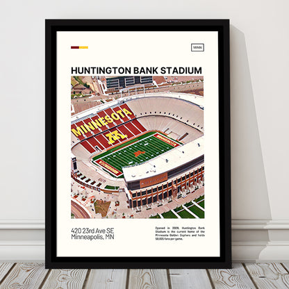 Huntington Bank Stadium Print, Minnesota Golden Gophers Stadium Art, Man Cave Gift, Floating Framed Canvas Print Wall Art
