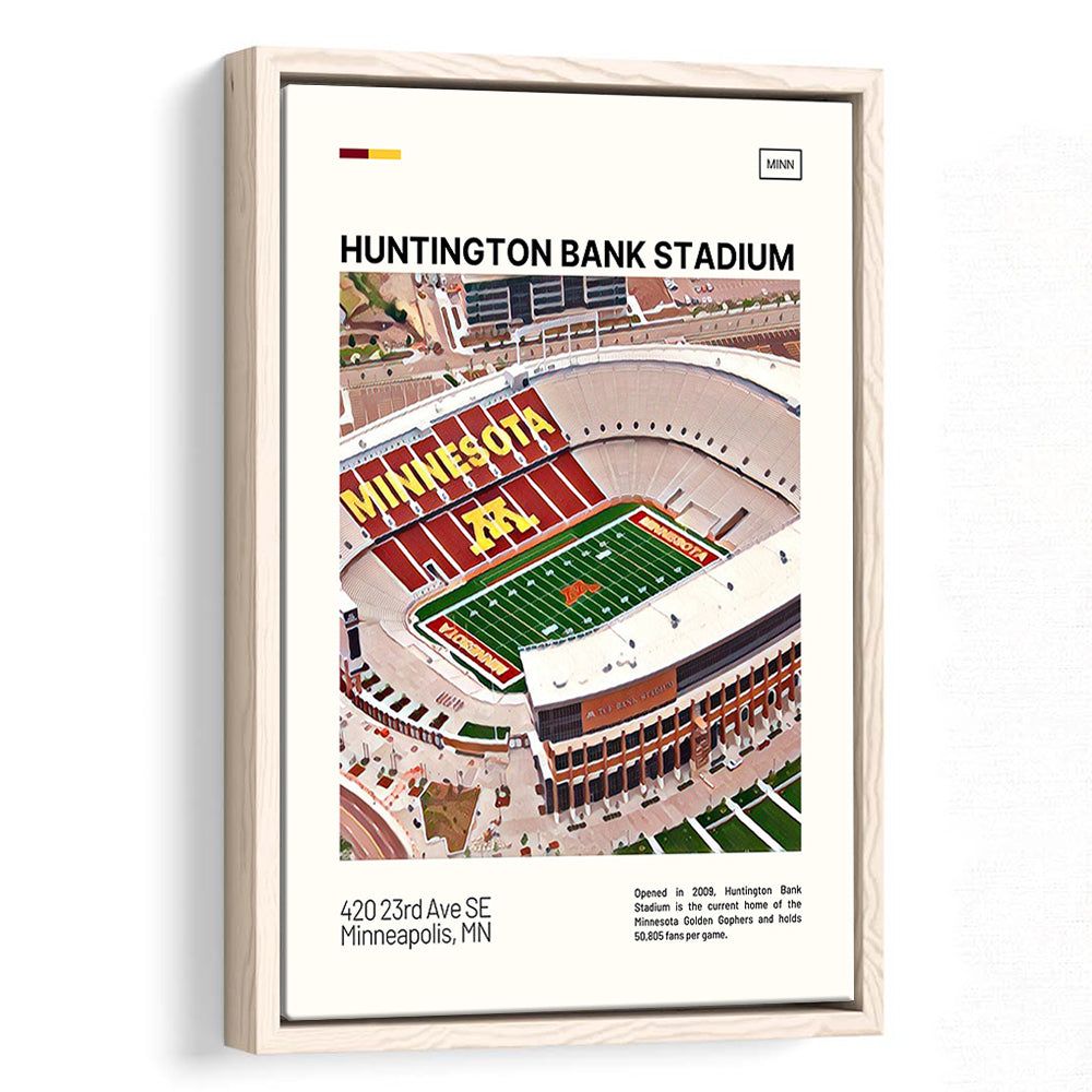 Huntington Bank Stadium Print, Minnesota Golden Gophers Stadium Art, Man Cave Gift, Floating Framed Canvas Print Wall Art