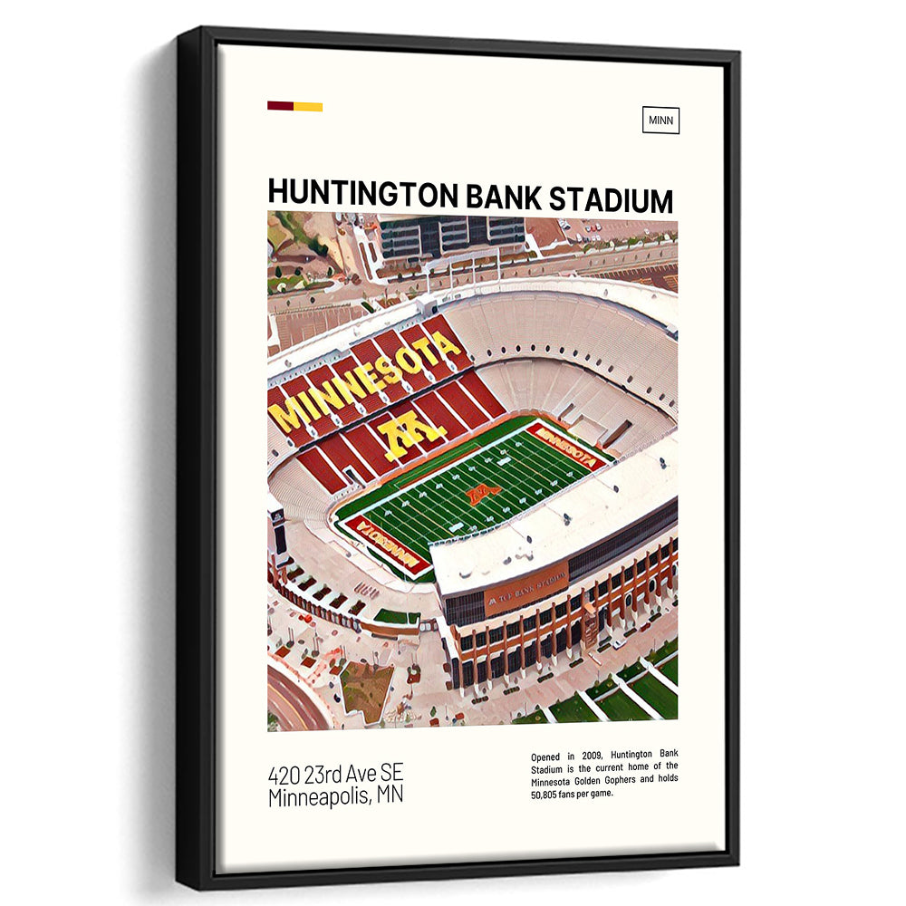 Huntington Bank Stadium Print, Minnesota Golden Gophers Stadium Art, Man Cave Gift, Floating Framed Canvas Print Wall Art