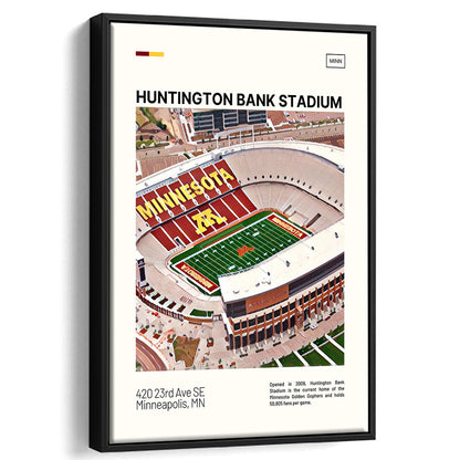 Huntington Bank Stadium Print, Minnesota Golden Gophers Stadium Art, Man Cave Gift, Floating Framed Canvas Print Wall Art