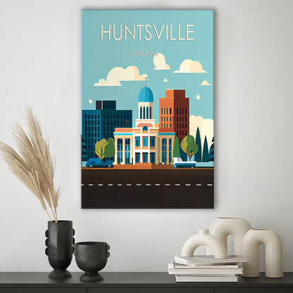 Huntsville Alabama Retro Art Print, Huntsville Alabama City Wall Art, Canvas Print, Painting Canvas, Living Room Decor