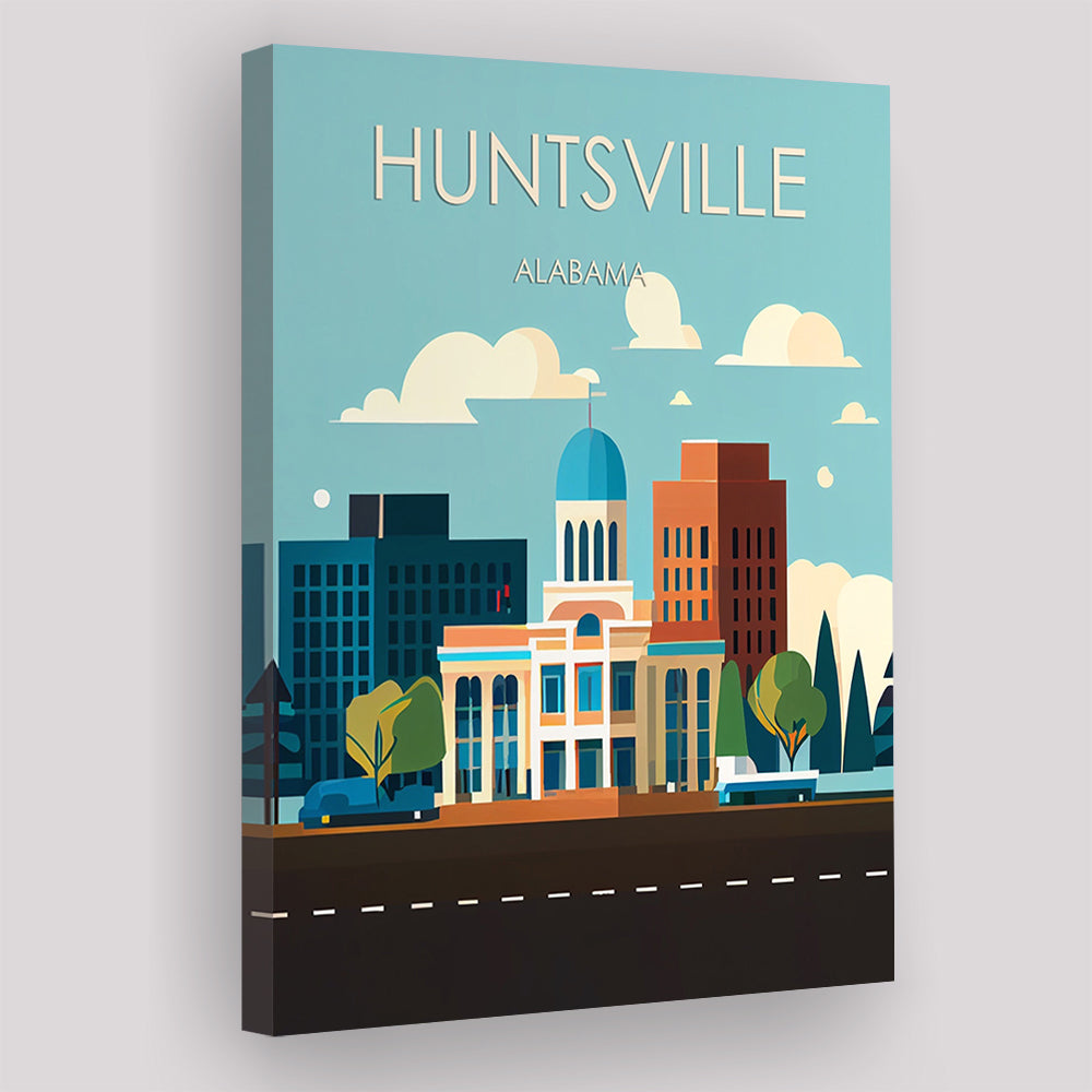 Huntsville Alabama Retro Art Print, Huntsville Alabama City Wall Art, Canvas Print, Painting Canvas, Living Room Decor