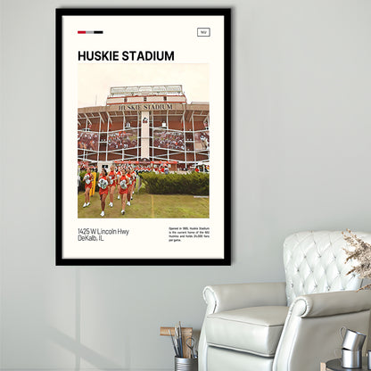 Huskie Stadium Print, NIU Huskies Stadium Art, Gifts for him, Sport Art, Framed Art Print Wall Decor