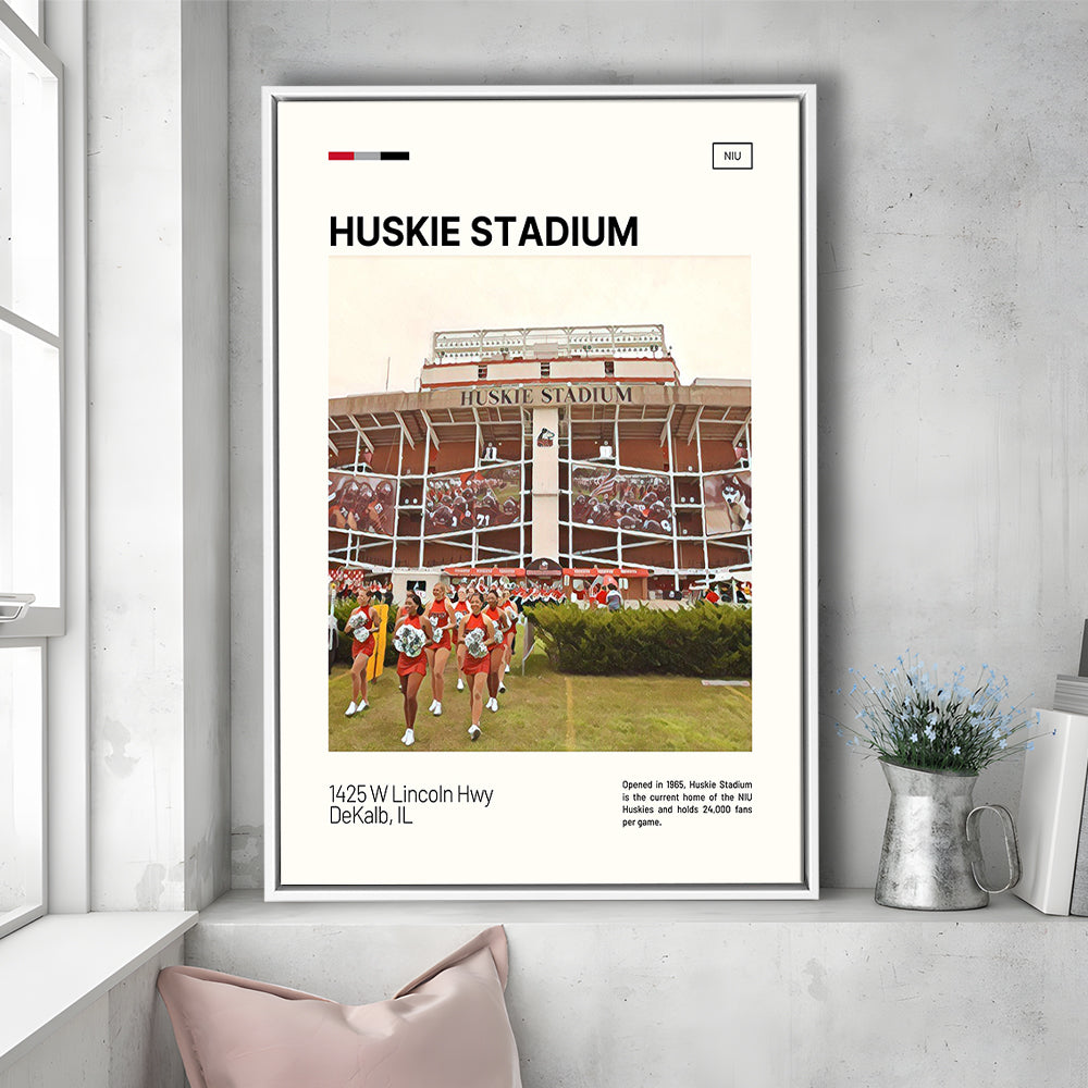 Huskie Stadium Print, NIU Huskies Stadium Canvas Art, Man Cave Gift, Floating Framed Canvas Print Wall Art