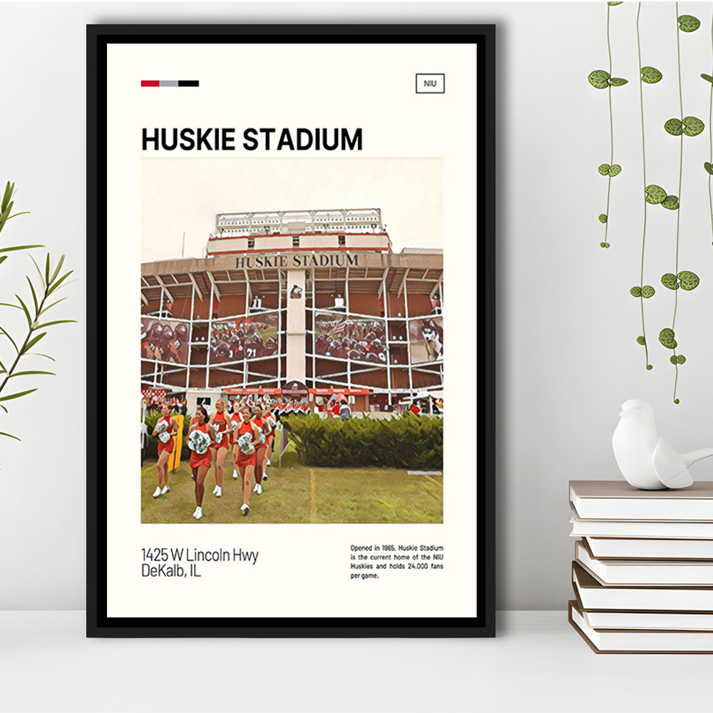 Huskie Stadium Print, NIU Huskies Stadium Canvas Art, Man Cave Gift, Floating Framed Canvas Print Wall Art