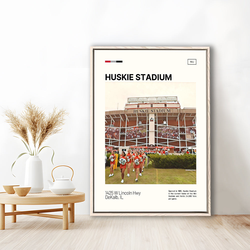 Huskie Stadium Print, NIU Huskies Stadium Canvas Art, Man Cave Gift, Floating Framed Canvas Print Wall Art
