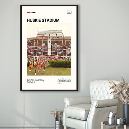 Huskie Stadium Print, NIU Huskies Stadium Canvas Art, Man Cave Gift, Floating Framed Canvas Print Wall Art