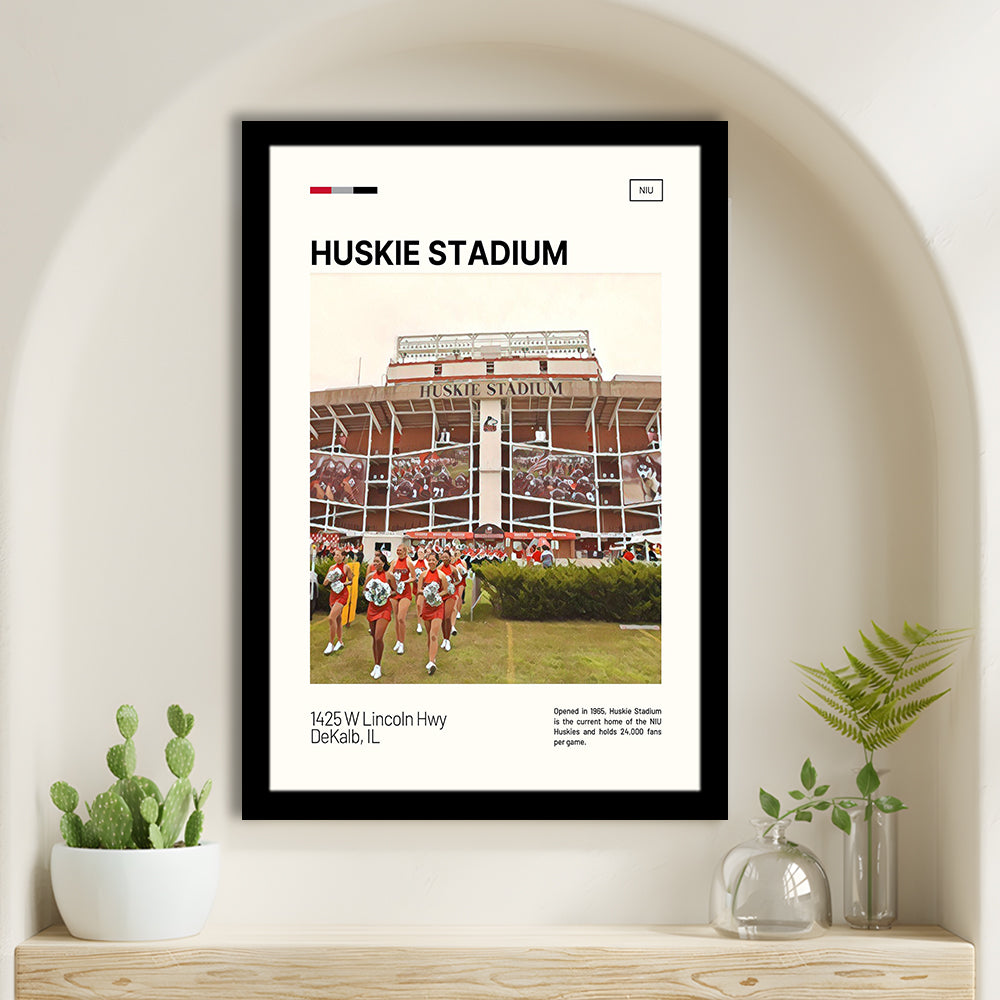 Huskie Stadium Print, NIU Huskies Stadium Art, Gifts for him, Sport Art, Framed Art Print Wall Decor