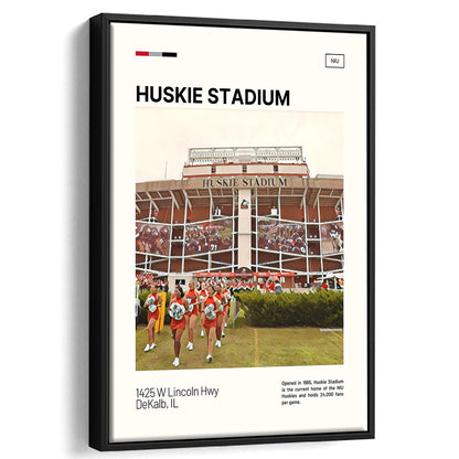 Huskie Stadium Print, NIU Huskies Stadium Canvas Art, Man Cave Gift, Floating Framed Canvas Print Wall Art