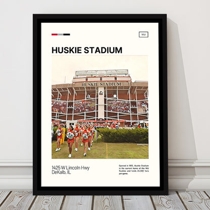 Huskie Stadium Print, NIU Huskies Stadium Canvas Art, Man Cave Gift, Floating Framed Canvas Print Wall Art