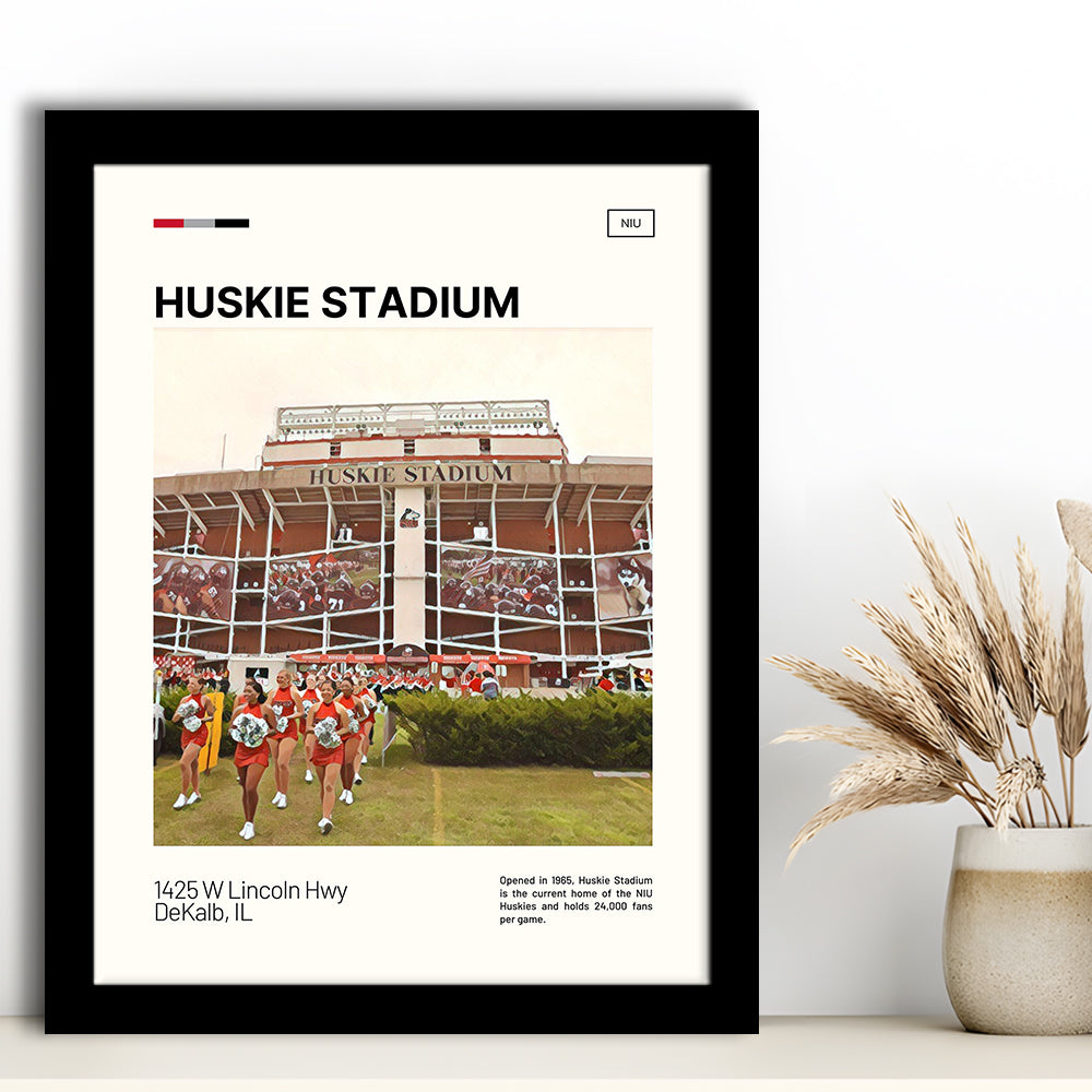 Huskie Stadium Print, NIU Huskies Stadium Art, Gifts for him, Sport Art, Framed Art Print Wall Decor