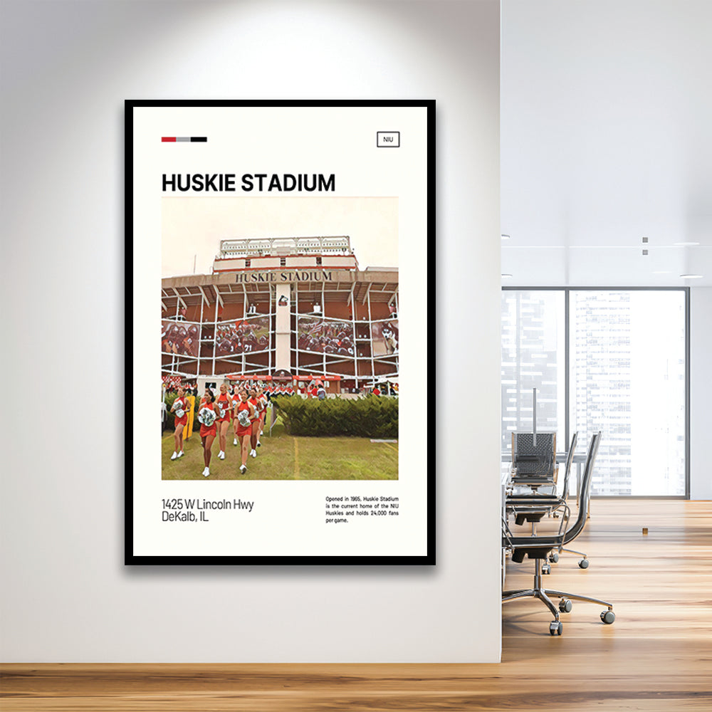 Huskie Stadium Print, NIU Huskies Stadium Art, Gifts for him, Sport Art, Framed Art Print Wall Decor