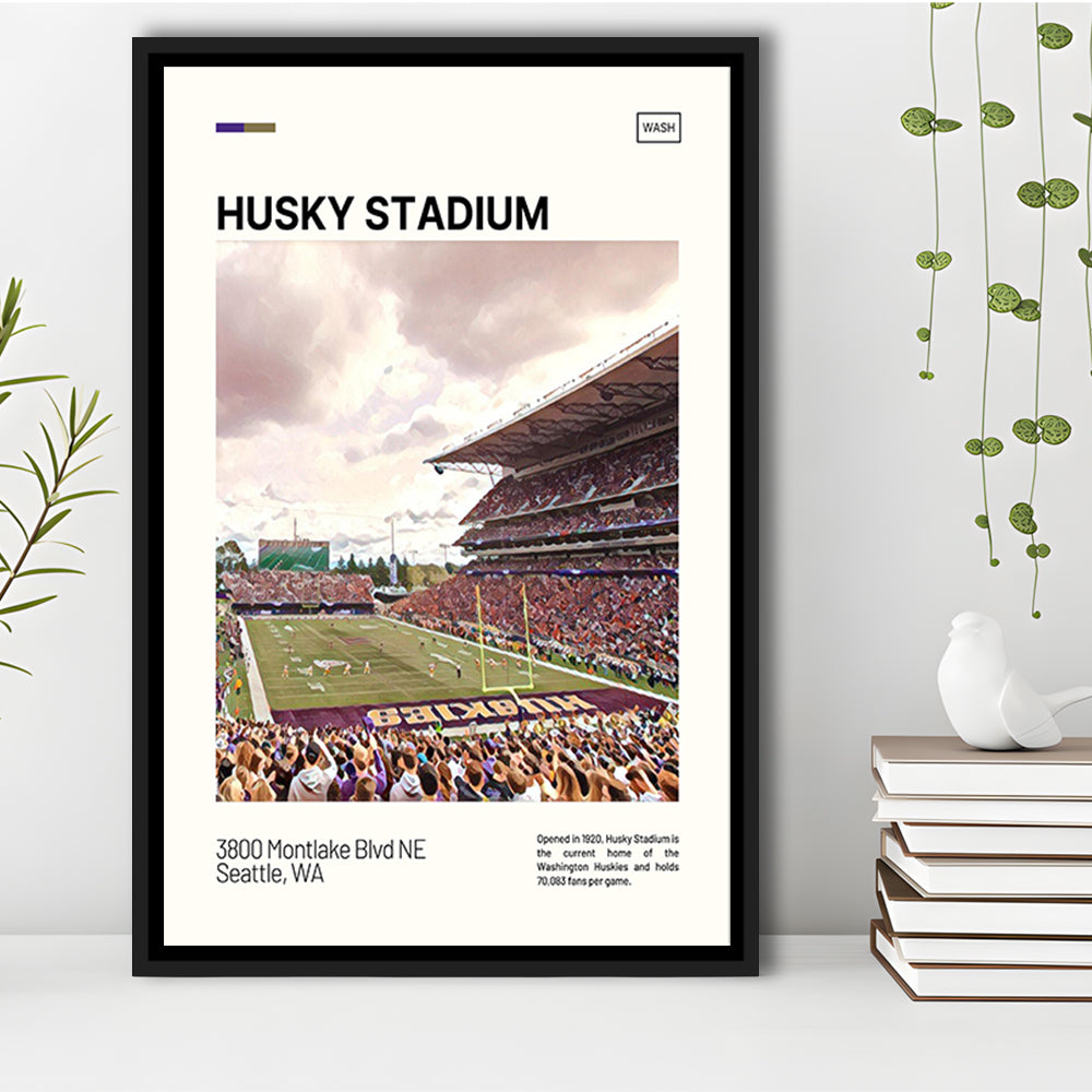 Husky Stadium Print, Washington Huskies Stadium Canvas Art, Man Cave Gift, Floating Framed Canvas Print Wall Art