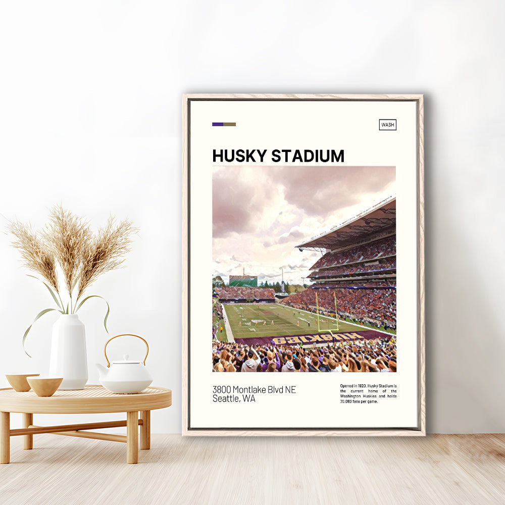 Husky Stadium Print, Washington Huskies Stadium Canvas Art, Man Cave Gift, Floating Framed Canvas Print Wall Art