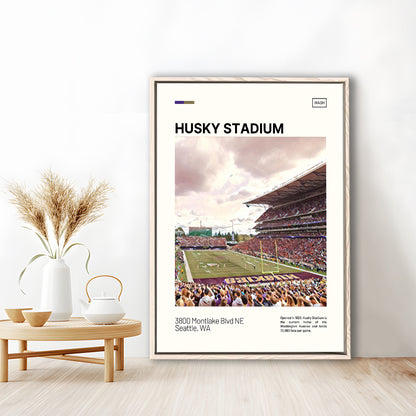Husky Stadium Print, Washington Huskies Stadium Canvas Art, Man Cave Gift, Floating Framed Canvas Print Wall Art
