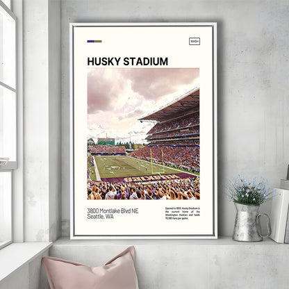 Husky Stadium Print, Washington Huskies Stadium Canvas Art, Man Cave Gift, Floating Framed Canvas Print Wall Art