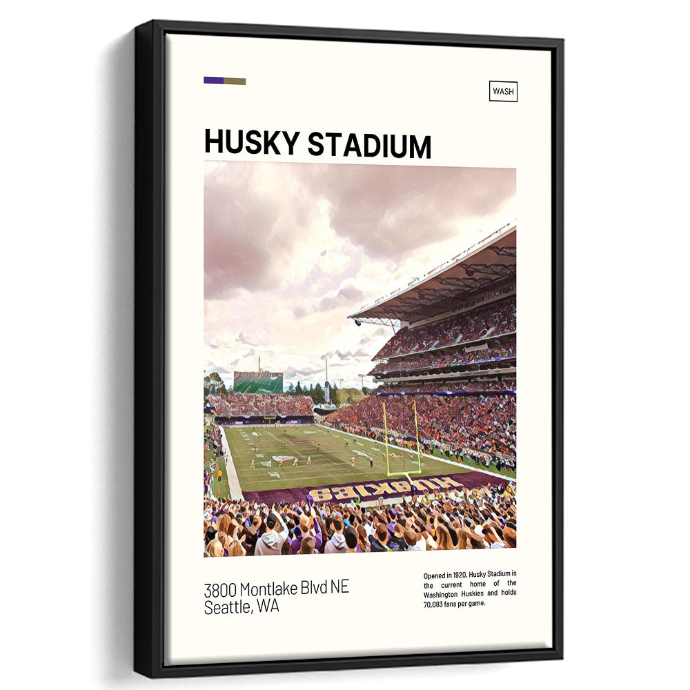Husky Stadium Print, Washington Huskies Stadium Canvas Art, Man Cave Gift, Floating Framed Canvas Print Wall Art