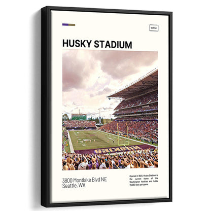 Husky Stadium Print, Washington Huskies Stadium Canvas Art, Man Cave Gift, Floating Framed Canvas Print Wall Art