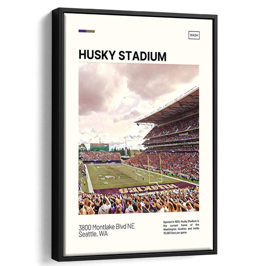 Husky Stadium Print, Washington Huskies Stadium Canvas Art, Man Cave Gift, Floating Framed Canvas Print Wall Art