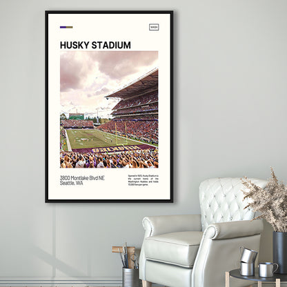Husky Stadium Print, Washington Huskies Stadium Canvas Art, Man Cave Gift, Floating Framed Canvas Print Wall Art