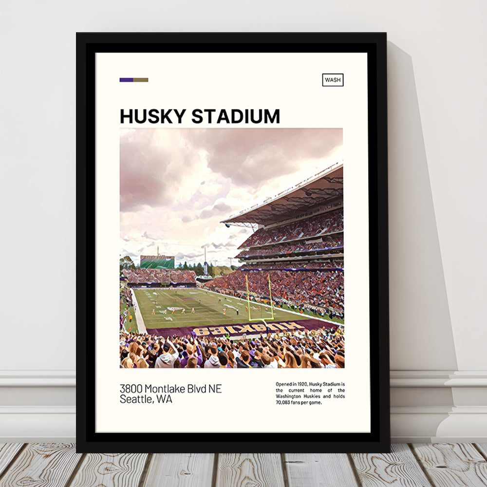 Husky Stadium Print, Washington Huskies Stadium Canvas Art, Man Cave Gift, Floating Framed Canvas Print Wall Art