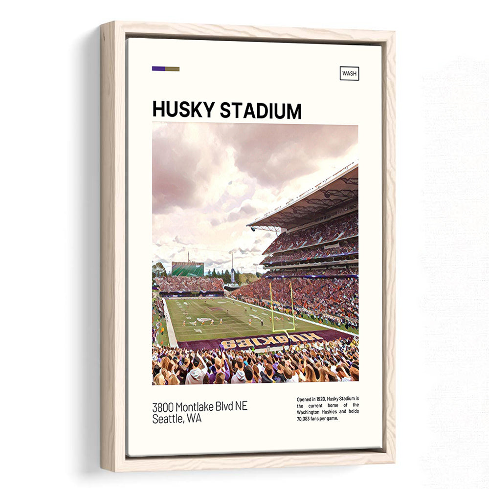 Husky Stadium Print, Washington Huskies Stadium Canvas Art, Man Cave Gift, Floating Framed Canvas Print Wall Art
