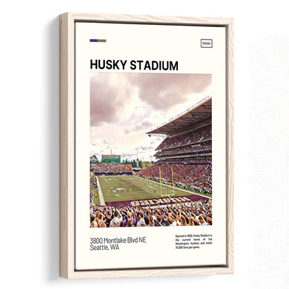 Husky Stadium Print, Washington Huskies Stadium Canvas Art, Man Cave Gift, Floating Framed Canvas Print Wall Art