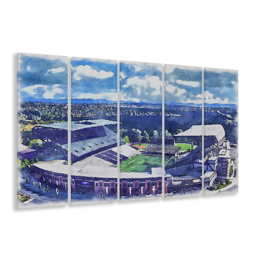 Husky Painting Stadium Watercolor, Seattle Washington Watercolor, Sport Art, Extra Large Canvas Print Wall Art