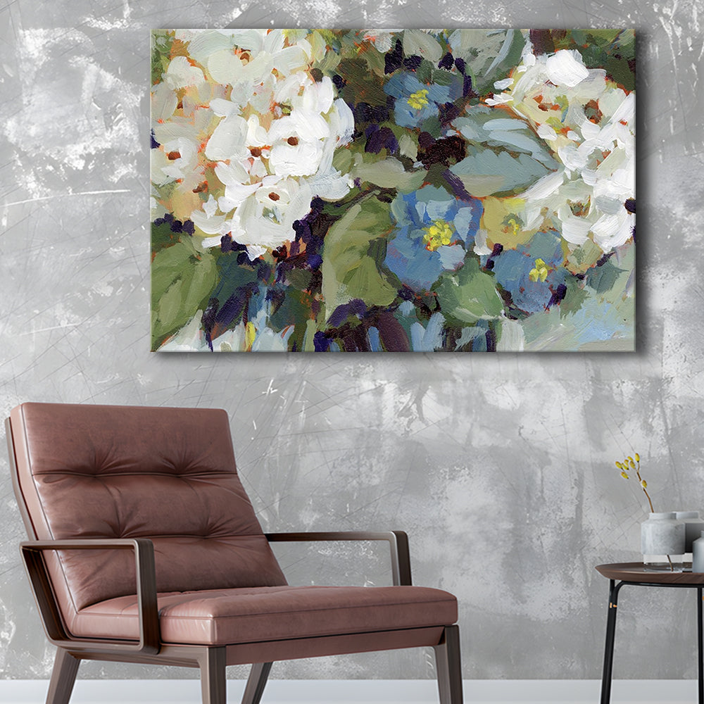Hydrangea Arrangement Large Stretched Canvas Floating Frame Wall Art Print, Cavas Print Wall Art Hom Decor