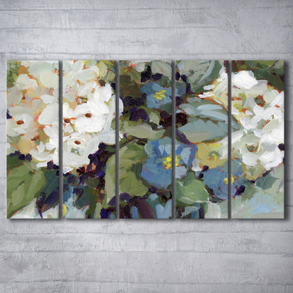 Hydrangea Arrangement Large Stretched Canvas Floating Frame Wall Art Print, 5 Piece B Extra Large Cavas Print Wall Art Decor