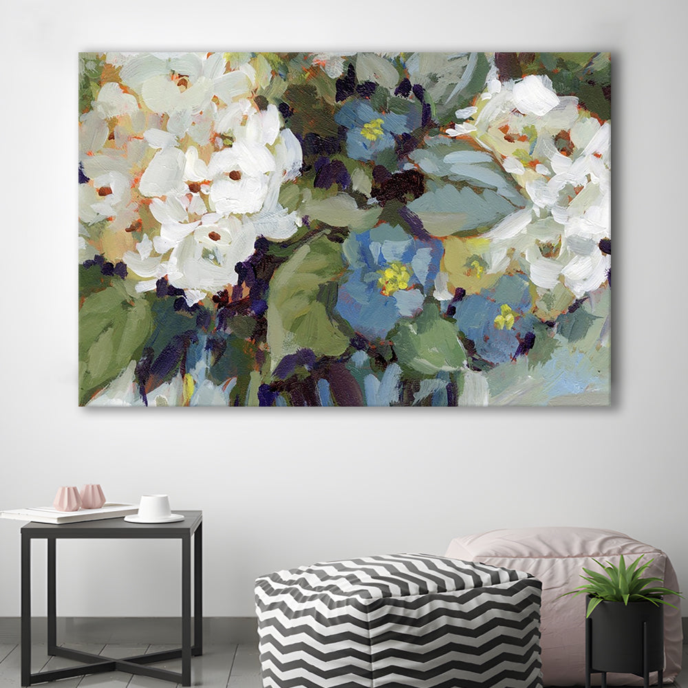 Hydrangea Arrangement Large Stretched Canvas Floating Frame Wall Art Print, Cavas Print Wall Art Hom Decor