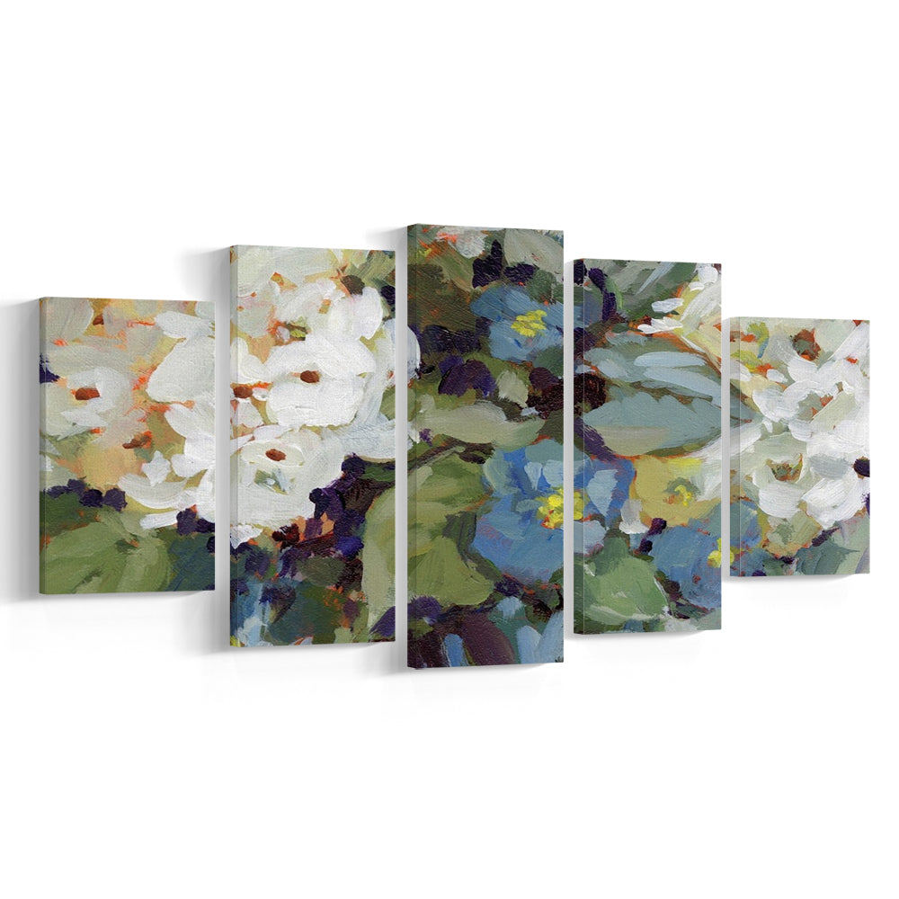 Hydrangea Arrangement Large Stretched Canvas Floating Frame Wall Art Print, 5 Piece Large Cavas Print Wall Art