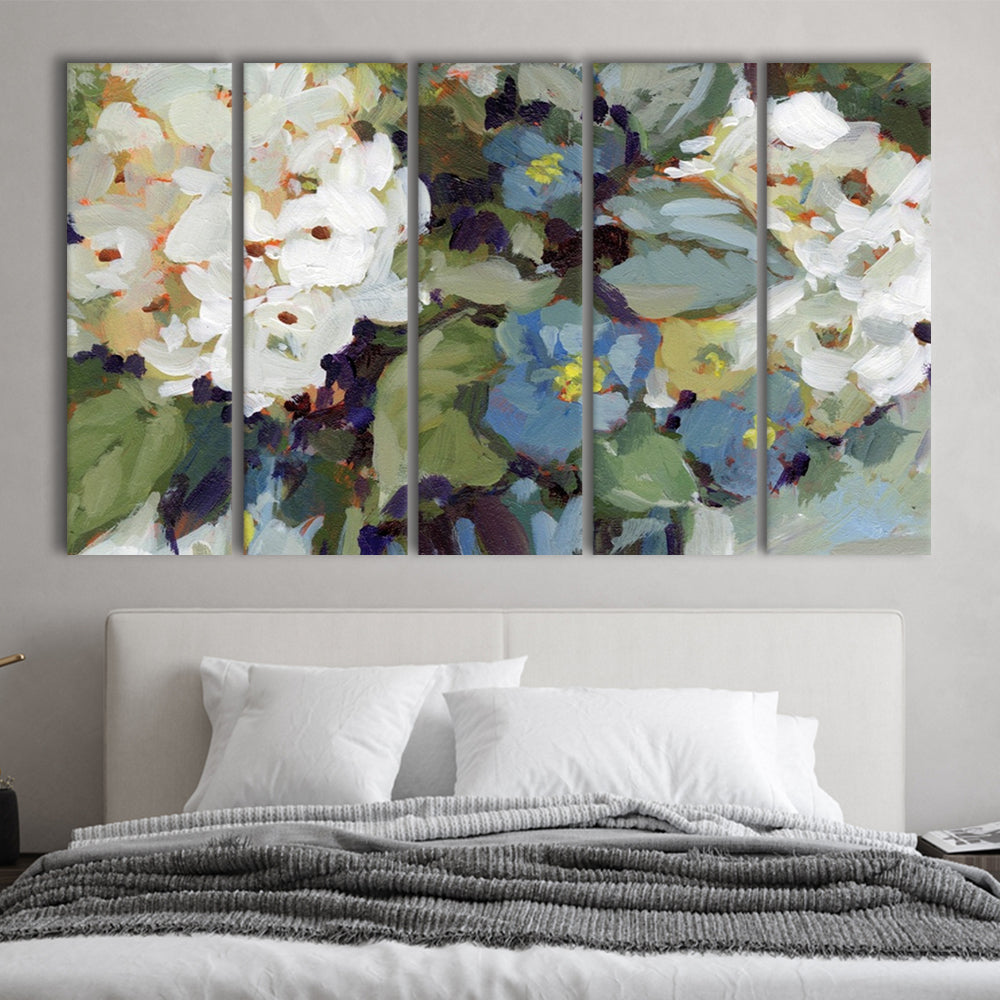 Hydrangea Arrangement Large Stretched Canvas Floating Frame Wall Art Print, 5 Piece B Extra Large Cavas Print Wall Art Decor