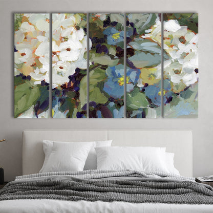 Hydrangea Arrangement Large Stretched Canvas Floating Frame Wall Art Print, 5 Piece B Extra Large Cavas Print Wall Art Decor