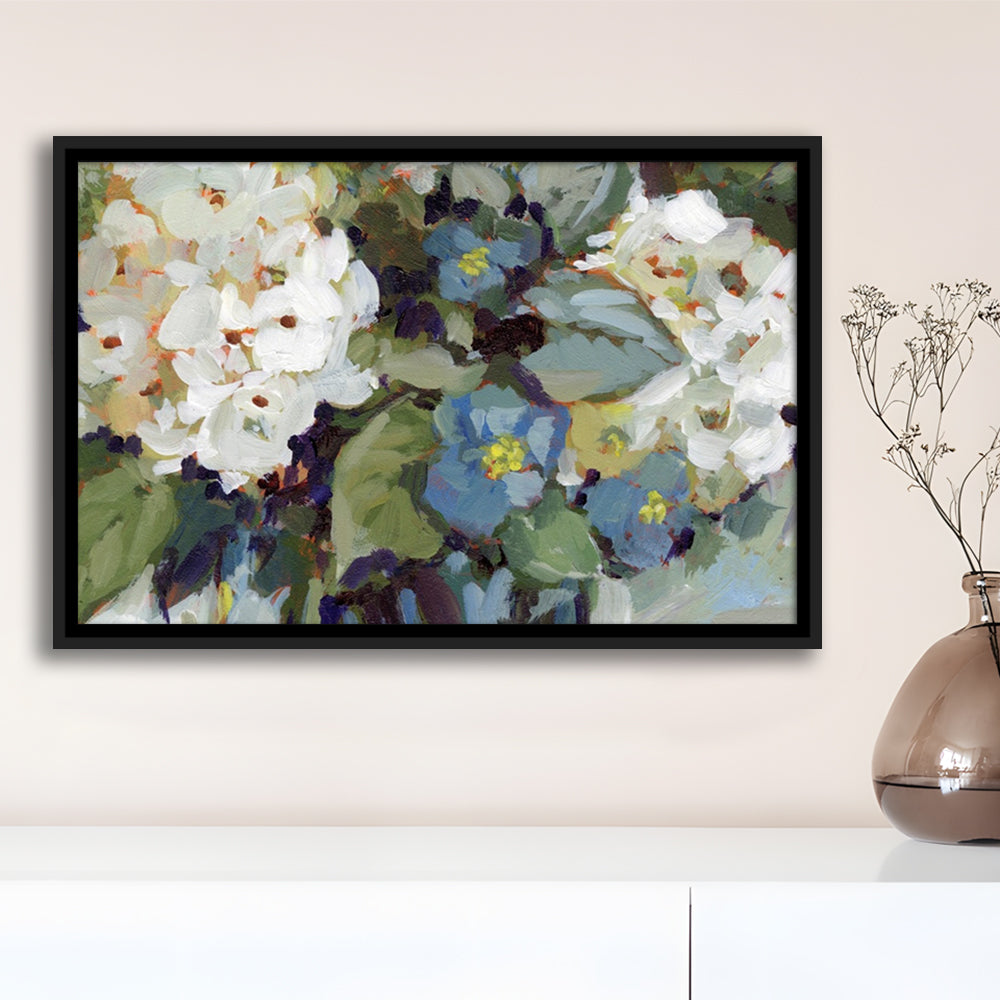 Hydrangea Arrangement Large Stretched Canvas Floating Frame Wall Art Print, Framed Cavas Print, Floating Frame